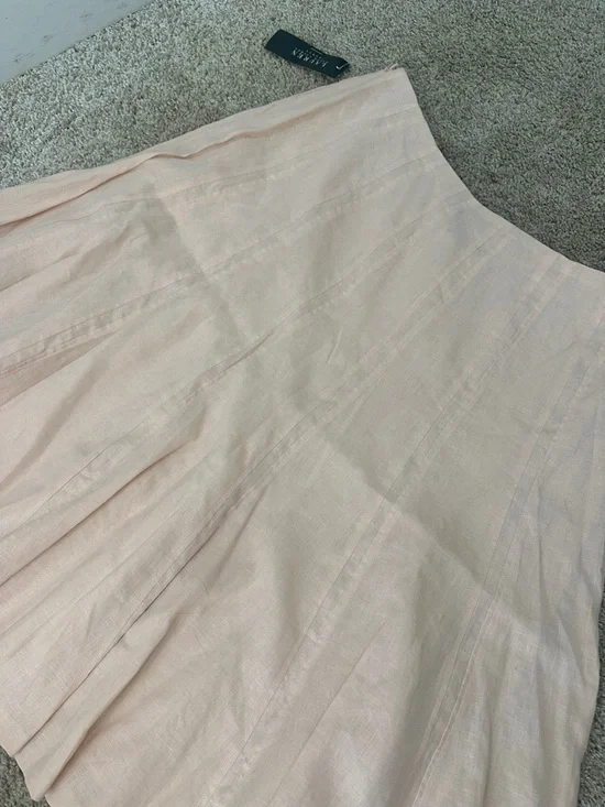 Ralph Lauren Linen Midi Skirt in Peachy Blush A-Line Flared Flowy Size 16W NWT - Picture 5 of 5